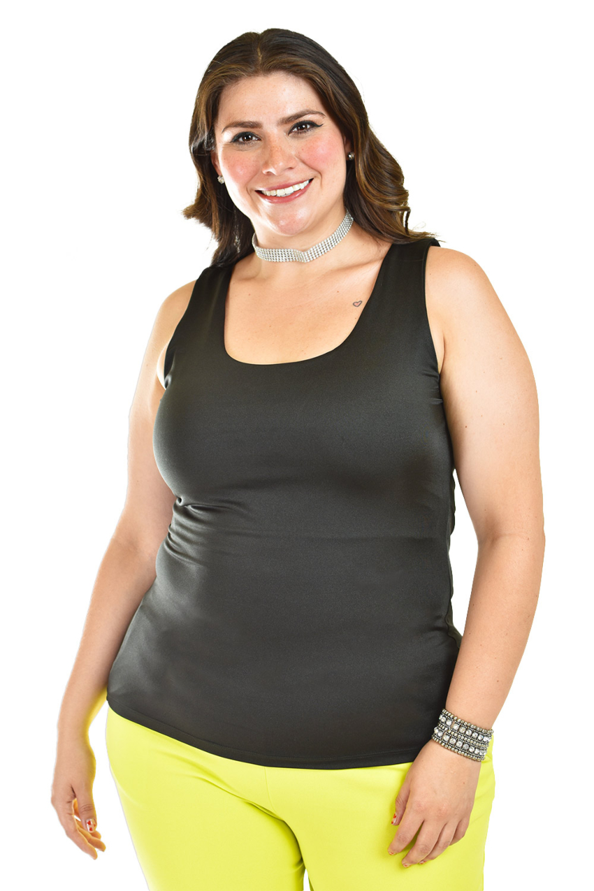 Blusa sin mangas Roman Fashion /Tallas Extras, 2913 (Negro)