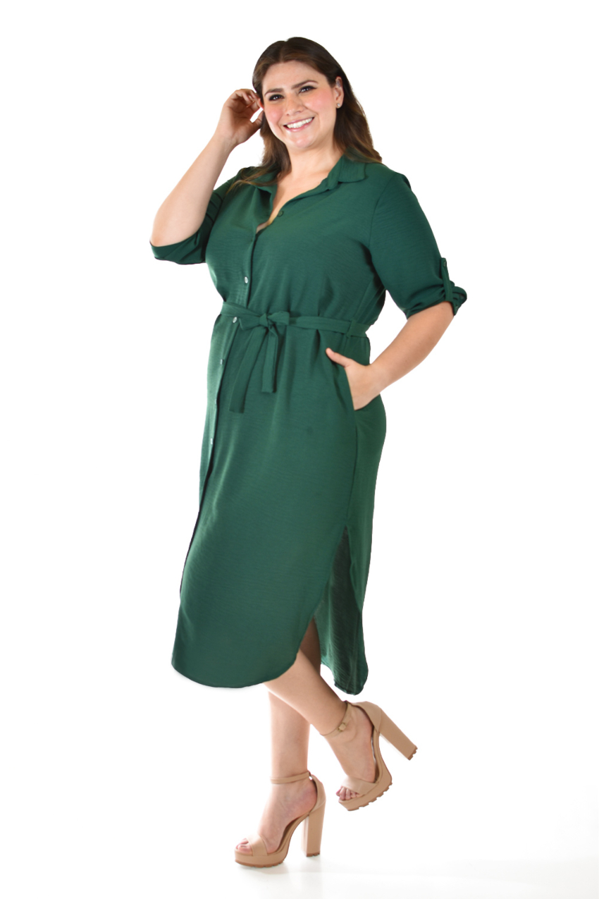 Vestido largo Roman Fashion /Tallas Extras, 1765 (Verde botella)