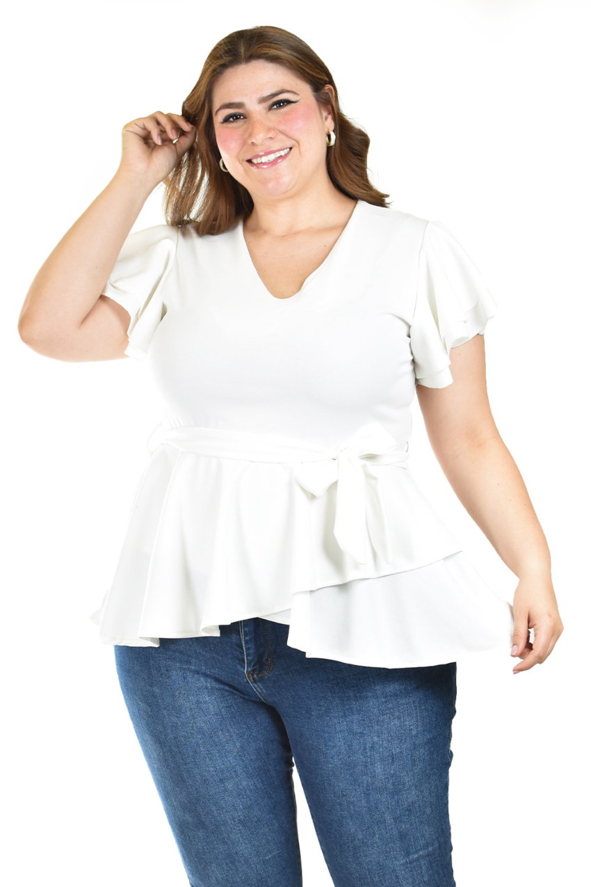 Blusa de corte peplum Roma n Fashion /Juvenil, 1869 (Blanco)