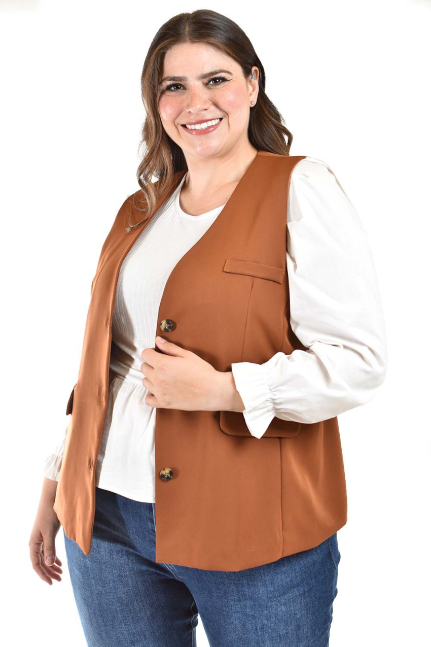 Chaleco de vestir Roman Fashion /Tallas Extras, 2430 (Cafe)
