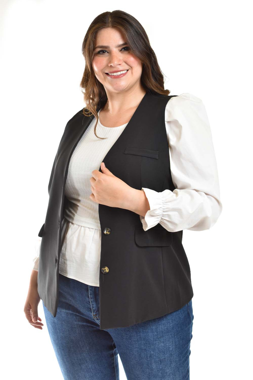 Chaleco de vestir Roman Fashion /Tallas Extras, 2430 (Negro)