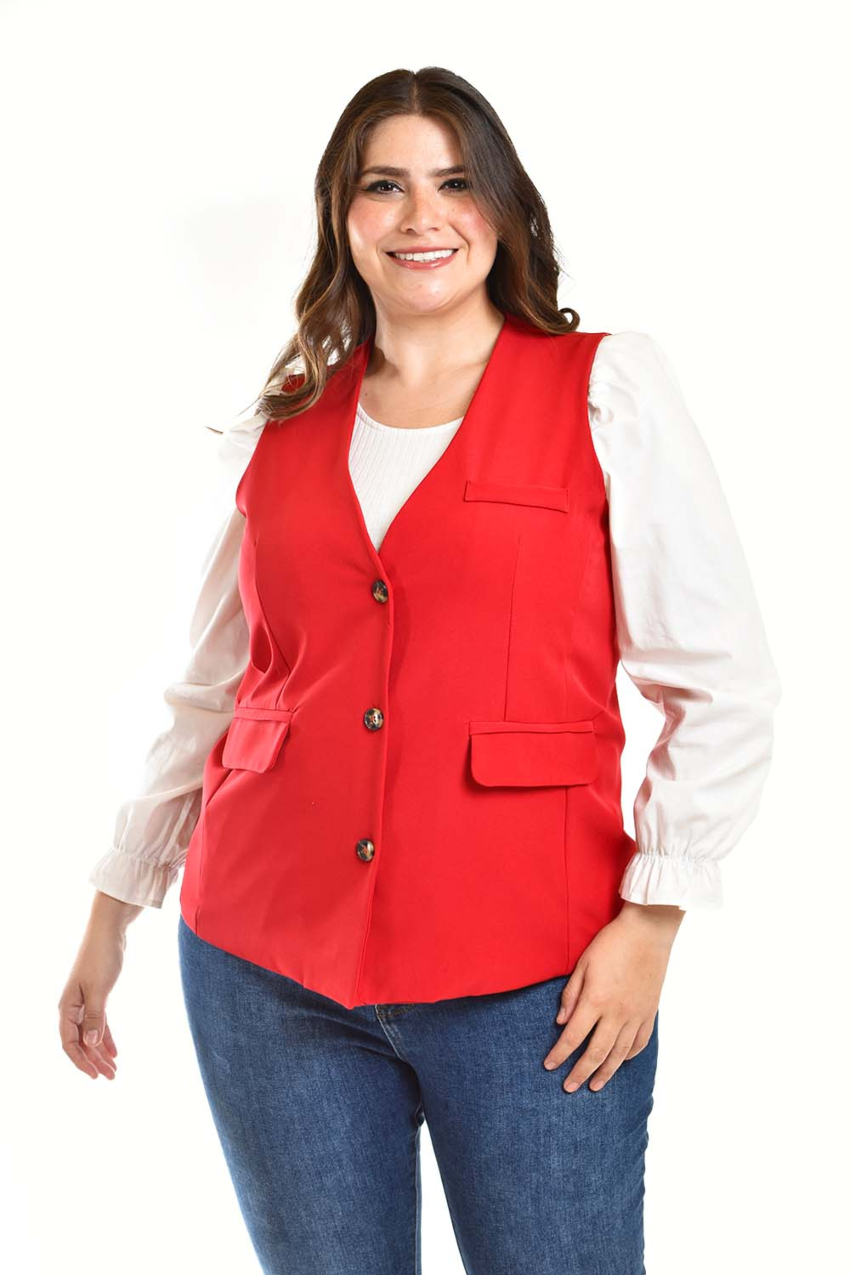 Chaleco de vestir Roman Fashion /Tallas Extras, 2430 (Rojo)