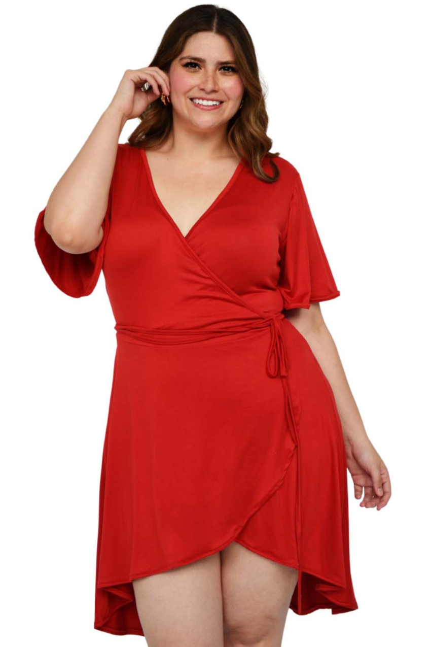 Vestido envolvente Roman Fashion/Tallas Extras, 4211 (Rojo)