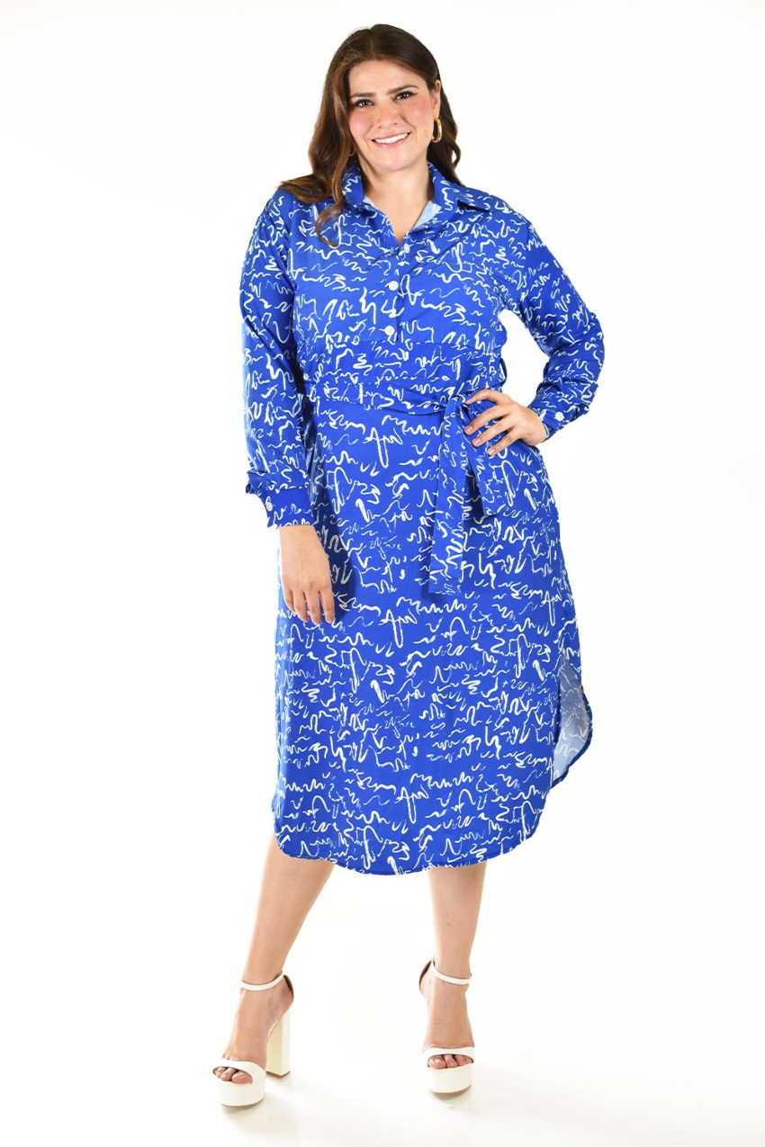 Vestido sublimado Roman Fashion /Tallas Extras, 4307 (Azul rey)