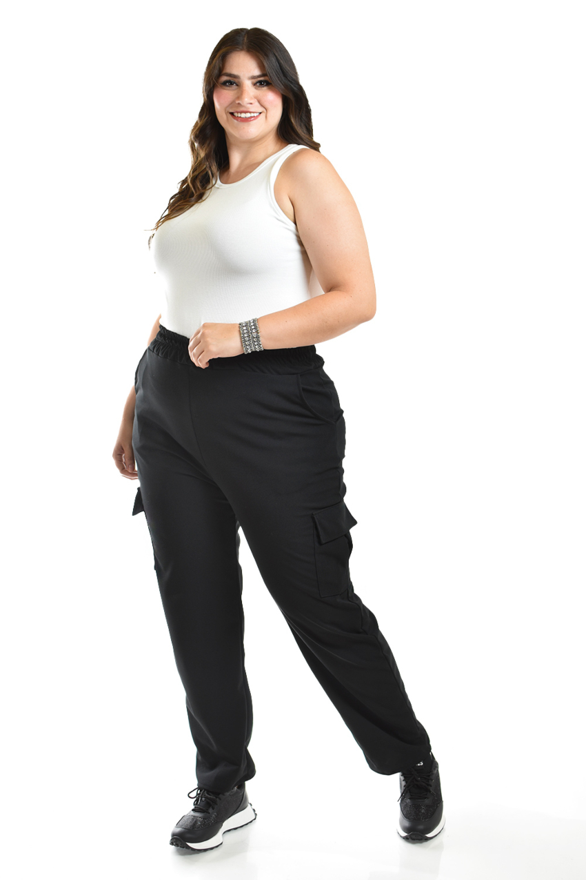 Pantalon cargo Roman Fashion /Tallas Extras, 17028 (Negro)