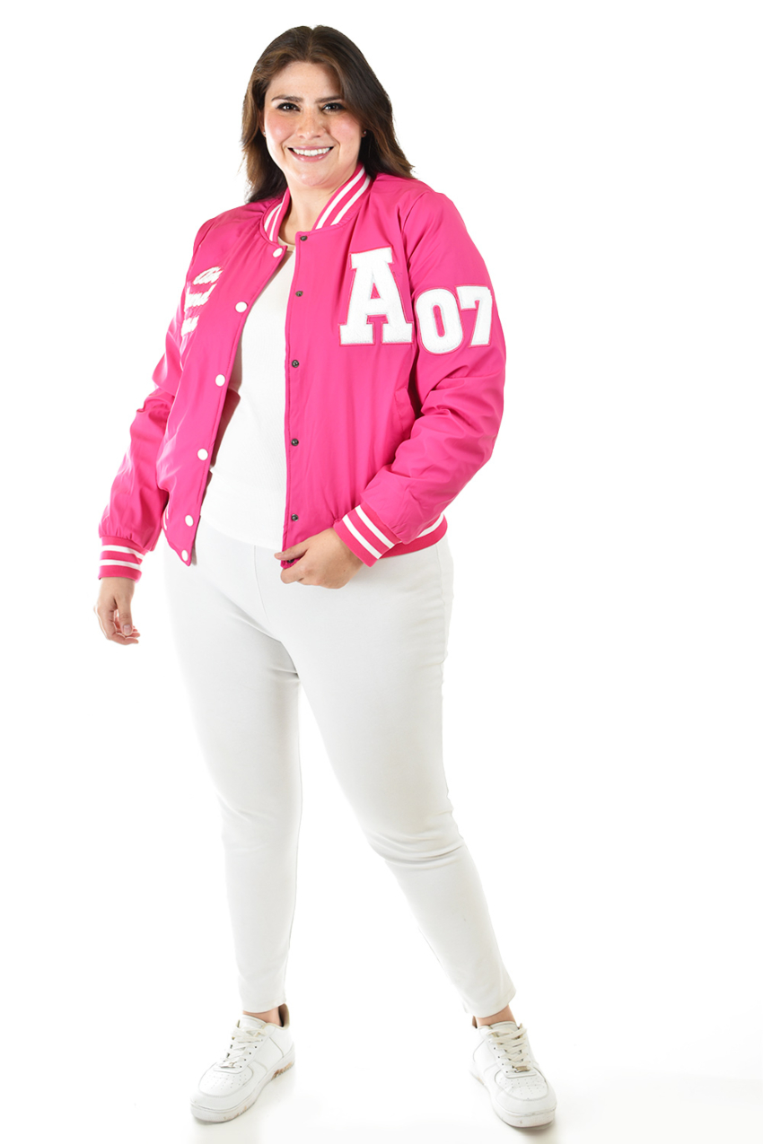 Chamarra universitaria Roman Fashion /Tallas Extras, 7094 (Rosa)