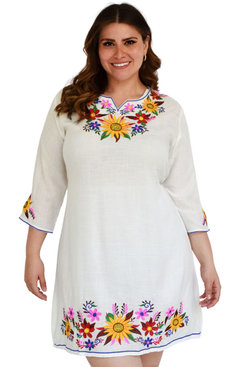 Flores Bordadas Vestidos De Manta Bordados Juveniles Blusas Con